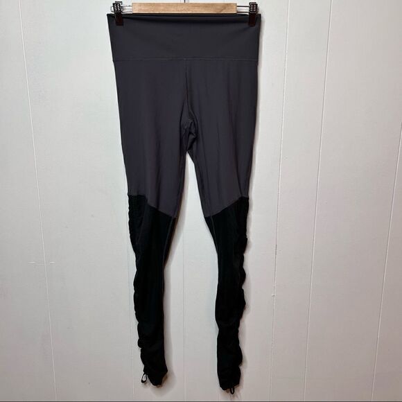 Fabletics Womens Small Yoga Pants Cashel Foldover PureLuxe Leggings Gray Black - Picture 1 of 7
